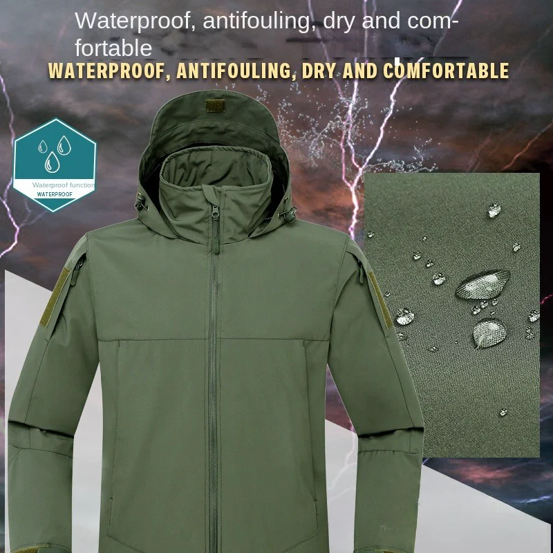 Impermeável tático Windproof Jacket, único composto Softshell montanhismo terno, casaco fino quente, primavera e outono