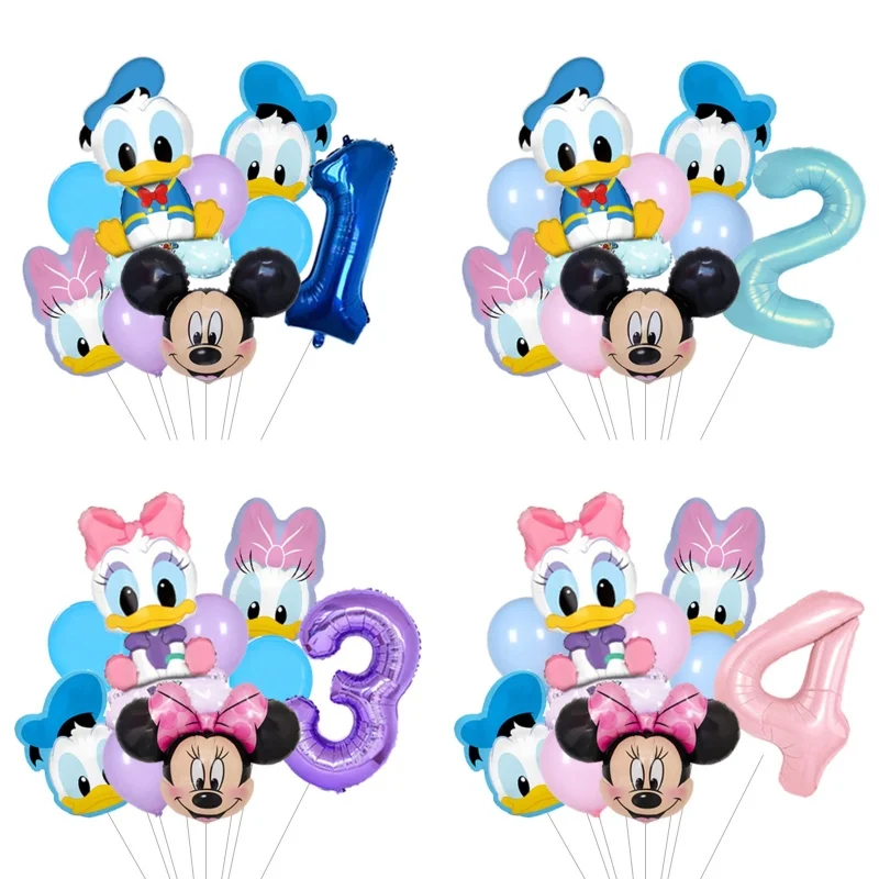 Globos de Aluminio con Personajes de Disney: Mickey, Minnie, Daisy, Pato Donald, Ratón, para Decoración de Fiestas de Cumpleaños de Niños y Niñas, Globos con Números