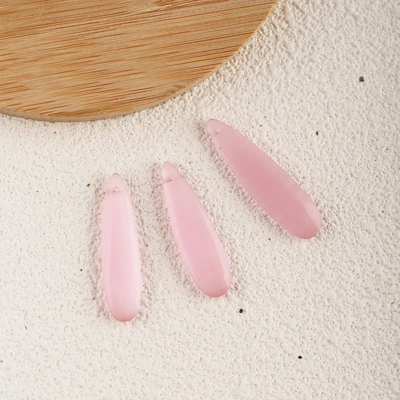 Light Pink Onyx Teardrop - shaped Earring Beads Handmade Natural Jewelry  Ear Ornaments 38x9x4mm 2.9g