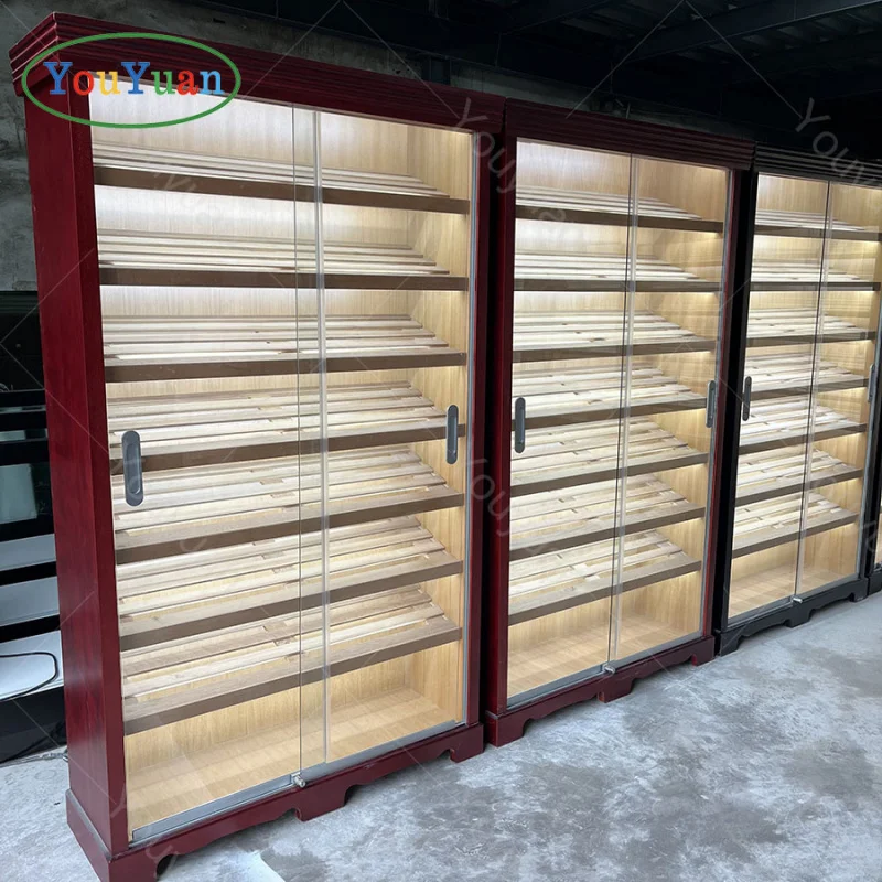 (customized)Glass Display Cabinet With Storage Grocery Shop Cigar Display Rack Cigar Lounge