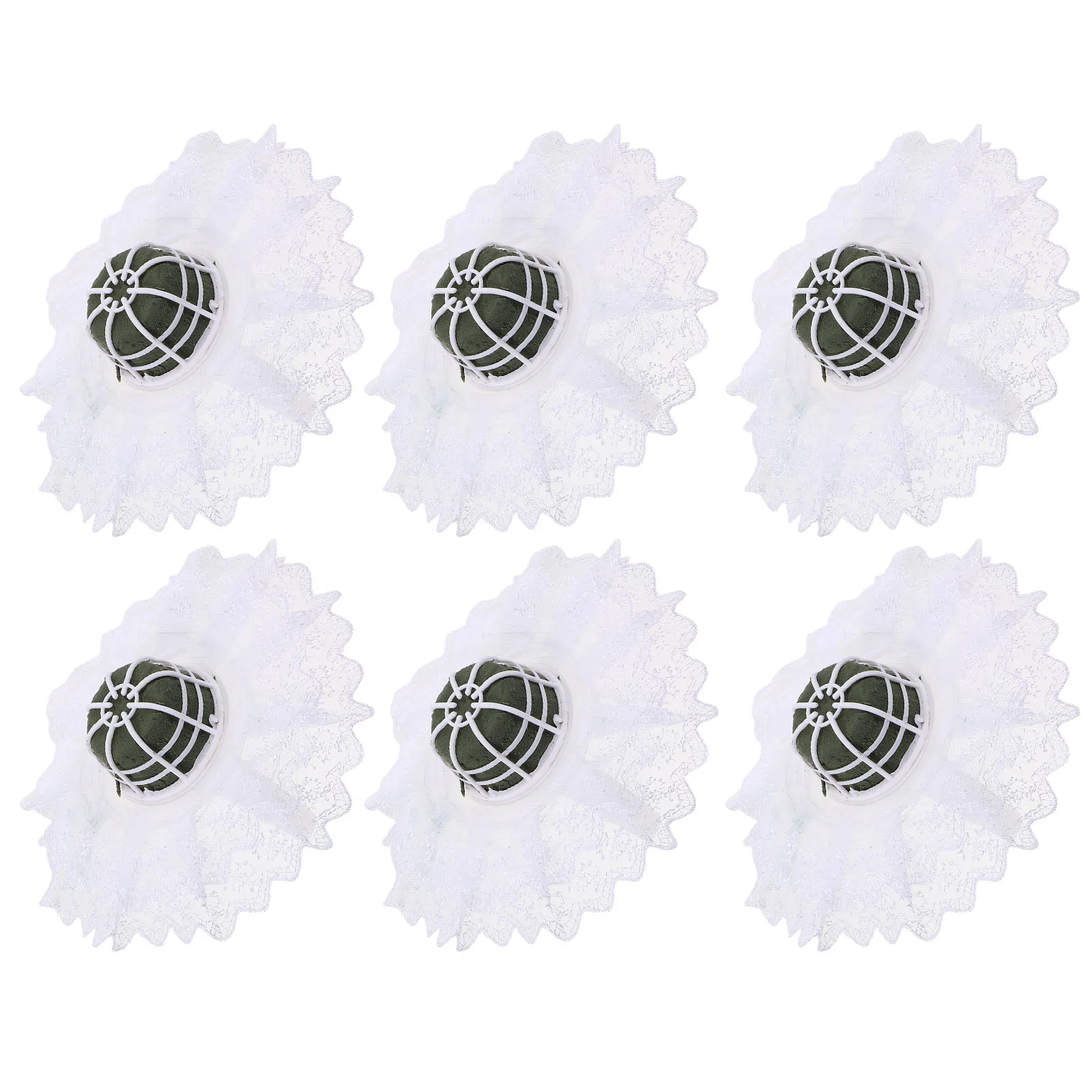 

6pcs Flower Mud Holder Bouquet Floral Arrangement White Artificial Wet Handle Elegant Design Wedding Decor DIY