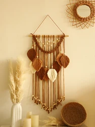 Leaf Tapestry Boho Home Decoration Handmade Macrame Tapestries Wall Art Hanging Decor Room Decors Aesthetic Home Ornament Gift