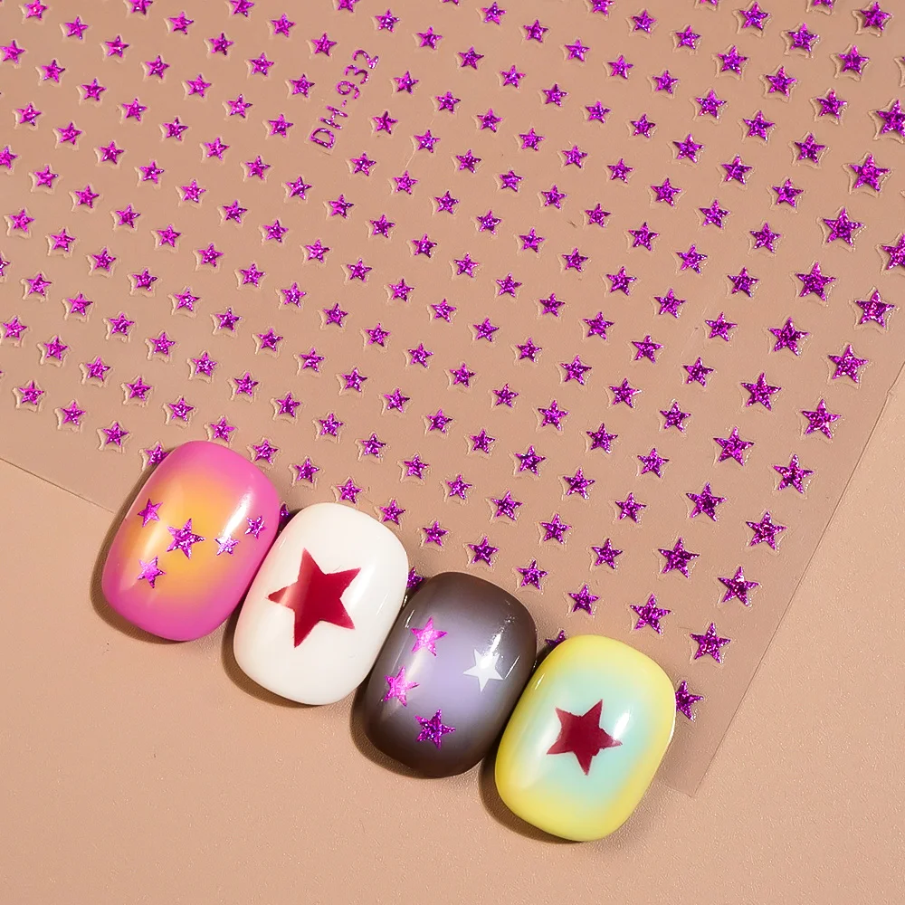 1/5 Uds. Pegatinas de estrellas para uñas, pegatinas de pentagrama dorado y morado para decoración de uñas DIY, calcomanías autoadhesivas para manicura