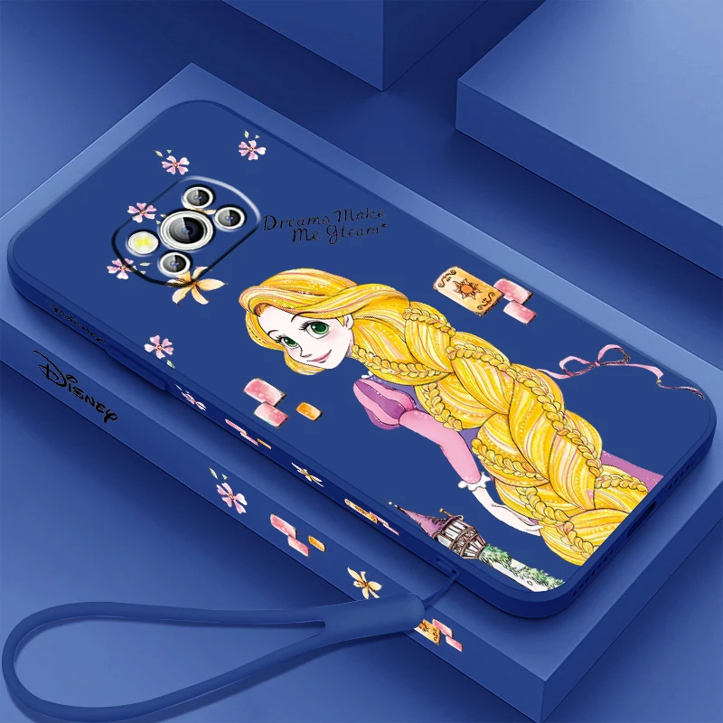 Princess Tangled Rapunzel Liquid Left Rope For Xiaomi Mi Poco X5 X4 X3 M6 M5 M5S M4 M3 F5 F4 F3 C55 C40 Pro 5G Soft Phone Case