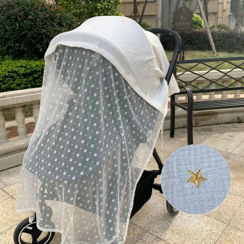 54DF غطاء عربة الطفل تنفس شبكة البعوض صافي الشاش ظلة الزجاج الأمامي واقية من الشمس الستار