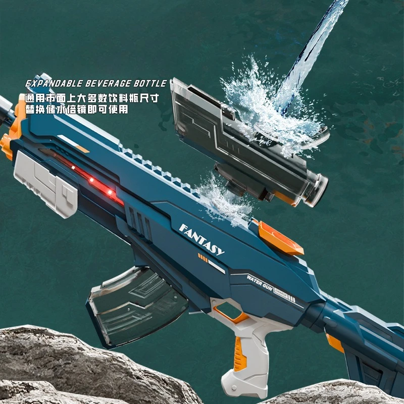 

Electric Water Spray Pistol Blaster Toy Automatic Water Gun with Scope Buttstock Large Capacity Outdoor Pool Toy for Adult Boy
