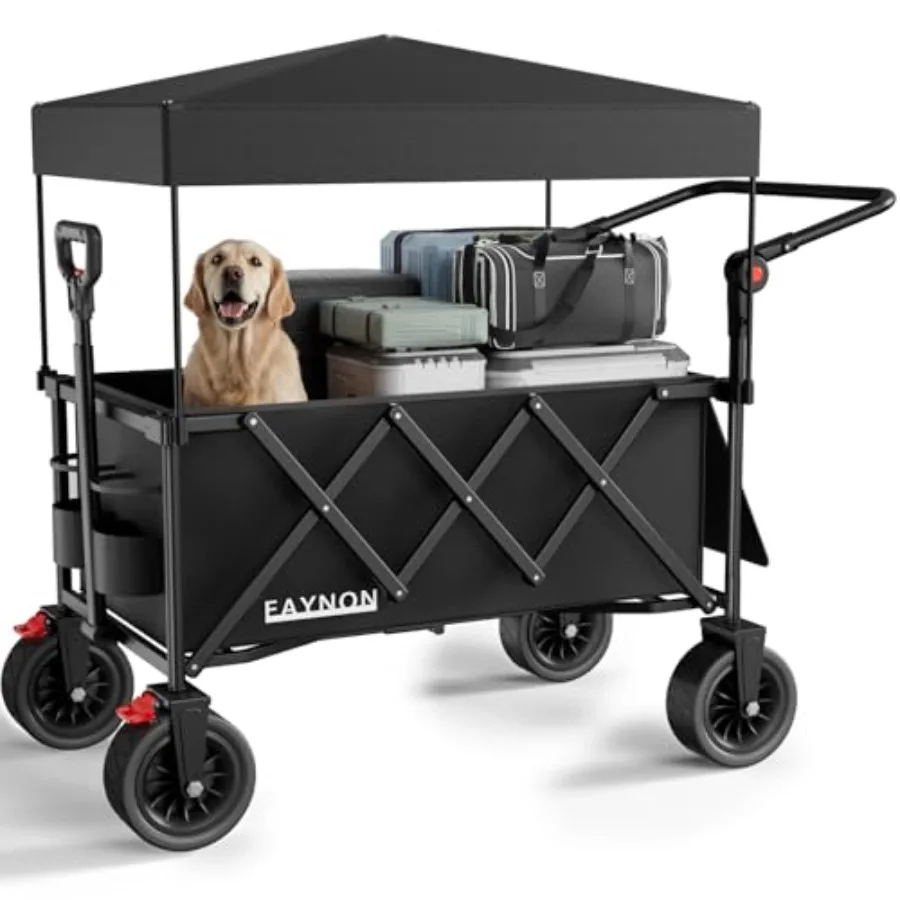 

3 in 1 Collapsible Utility Cart with 300lbs Capacity 150L Heavy Duty Design Black Removable Canopy All-Terrain Beach Wheels Dri