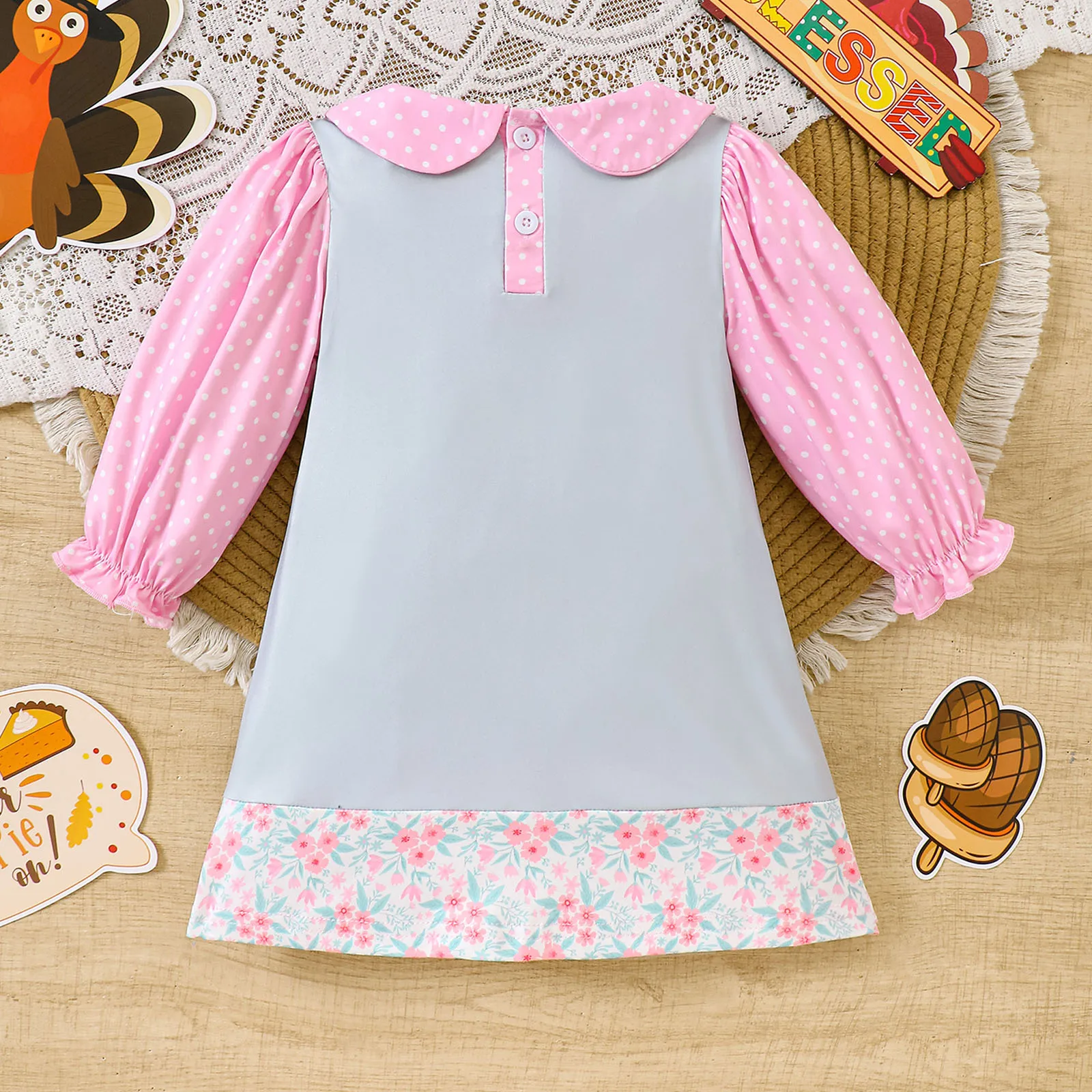 ملابس رياضية للمراهقات، فستان عيد الشكر للفتيات الصغيرات، ملابس تركية للأطفال، ملابس للفتيات الصغيرات برقبة دائرية وكشكشة ترحيبًا للفتيات الصغيرات