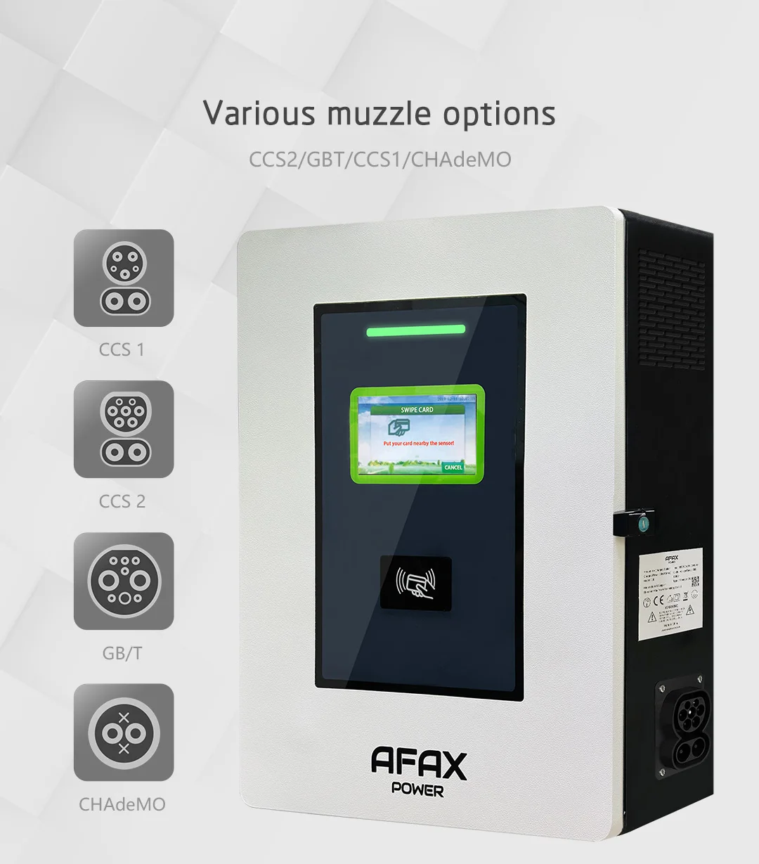 AFAX POWER Wall Mounted 32A IP54 CCS 2 40KW EVSE Level 1 DC Fast Charger for EV car