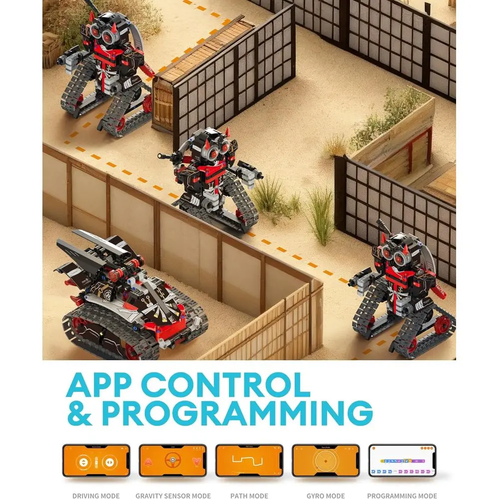 Kit robot STEM RC tutto in uno: blocchi Samurai/Ninja da 419 pezzi, app e telecomando, giocattolo educativo per bambini dai 6 ai 12 anni