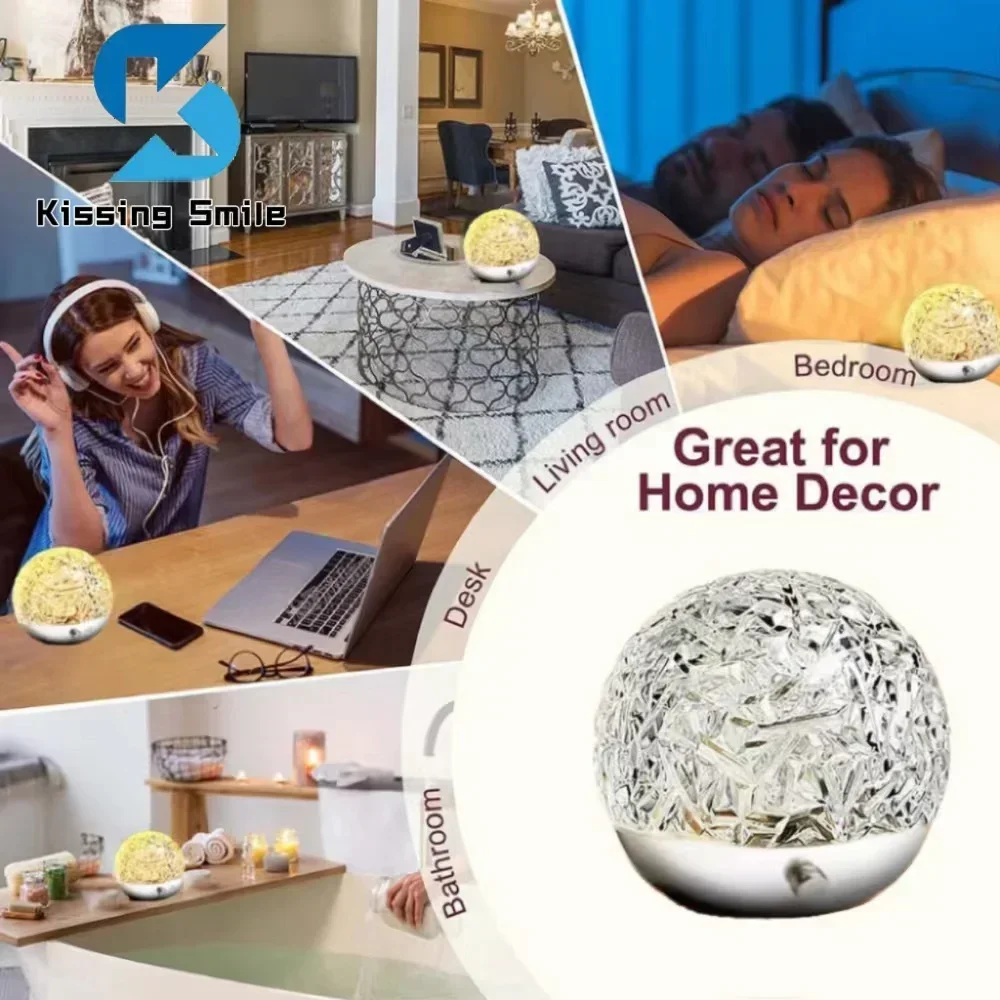 Led Aurora Light Projector Crystal Lamp Mood Dynamic Water Ripple Night Decoration Home Bedroom Aesthetic Atmosphere Holiday