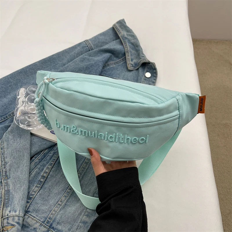 Tiptoegirls Summer Candy Color Small Shoulder Bag Fashion Letter Embroidery Chest Bag Fashion Sports Pack Nylon Messenger Bag
