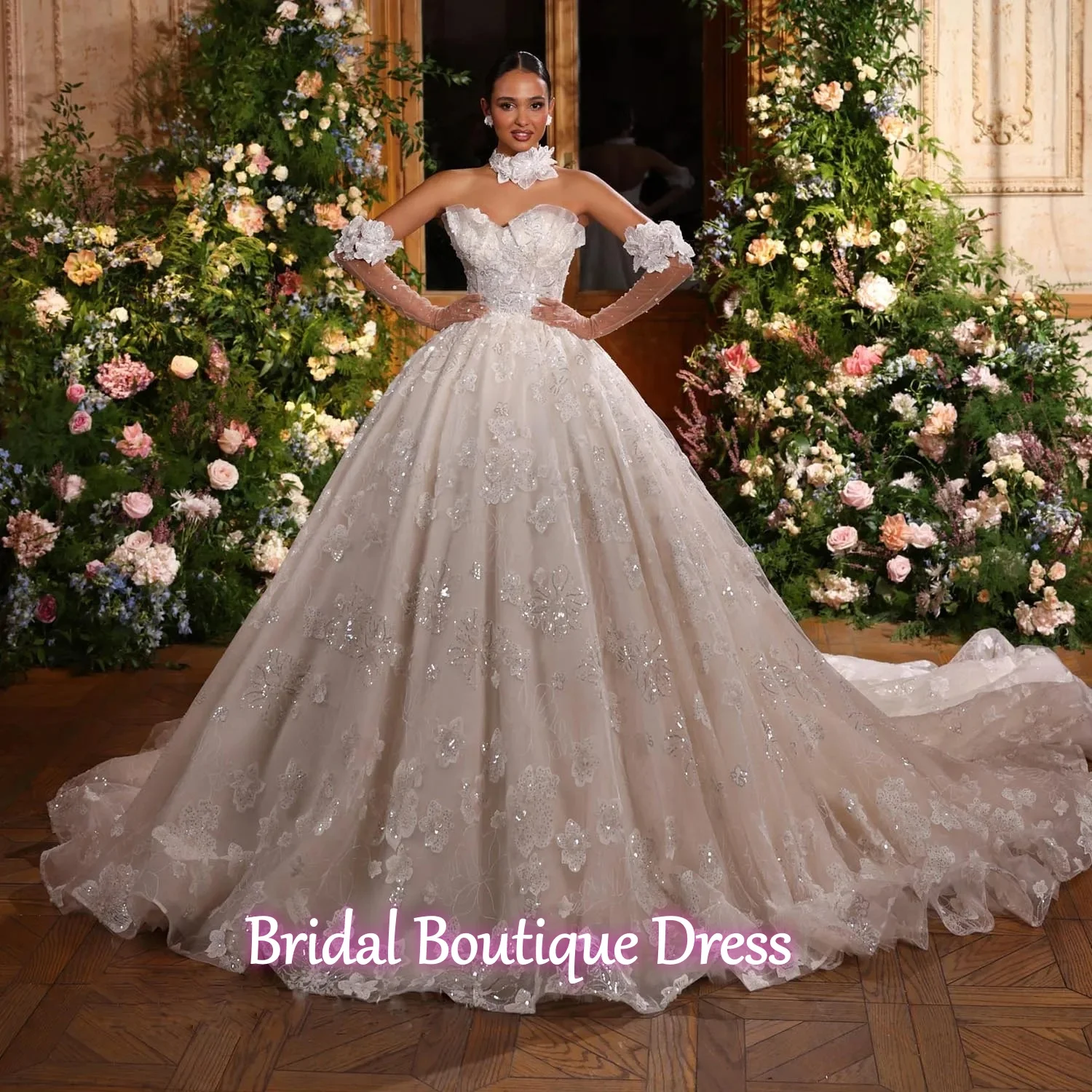 

Customized Exquisite Ball Gown Wedding Dresses Sweetheart Neck Gorgeous Beading Appliques Vintage Robe De Mariee Vestido De No