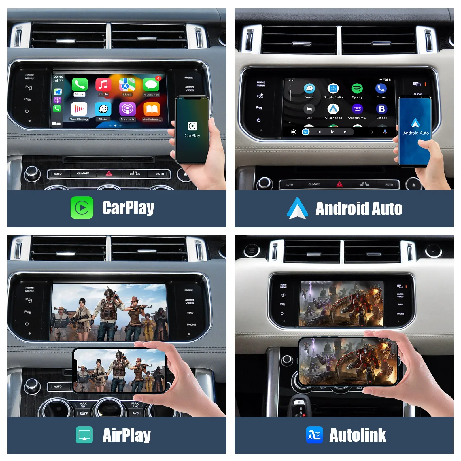 Carplay sans fil modulaire Android Auto, décodeur en miroir, Land Rover, Bosch Discovery4, Evoque Freelander 2, XF, XJL, recrutement