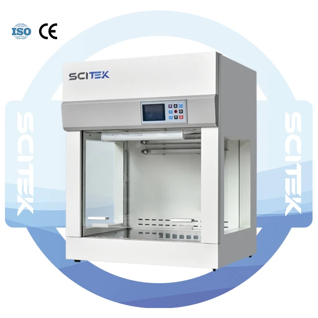 Mini Fume Hood with Vertical Airflow Direction Microprocessor Controller LCD Display Active Carbon Filter for Small Labs