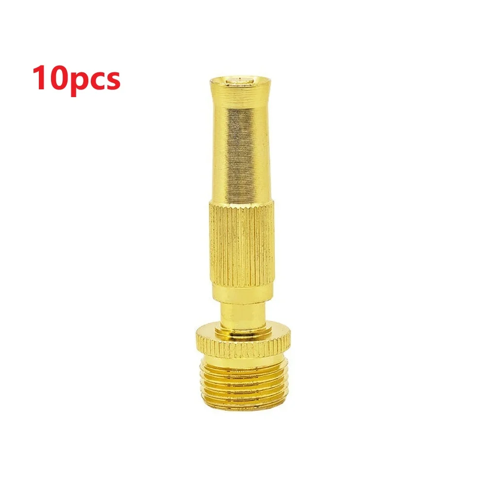 10pcs Gold Aluminum 4 Part External Thread Spray Nozzle For Garden Irrigation Car Washing Watering Tool