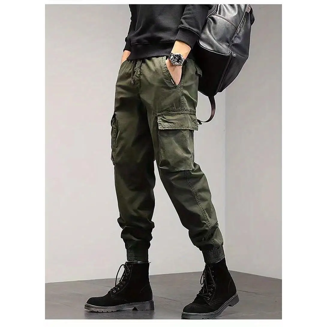 

Loose Fit Men's Workwear Pants Autumn Winter New Style Casual Trousers with Multiple Pockets Wear Resistant Fashionable Cuffed