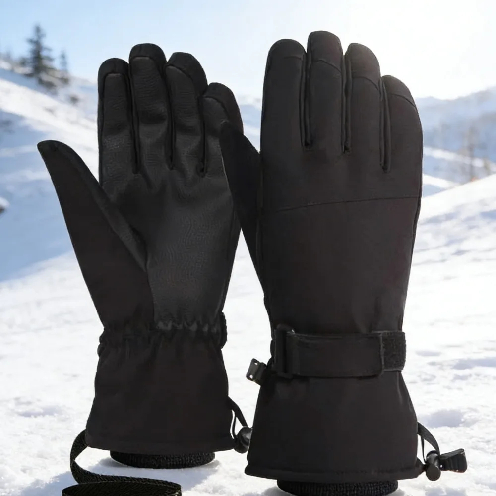 

Лыжные перчатки унисекс, зимние теплые перчатки с сенсорным экраном для велоспорта, уличные ветрозащитные, морозостойкие, утолщенные хлопковые перчатки на флисовой подкладке