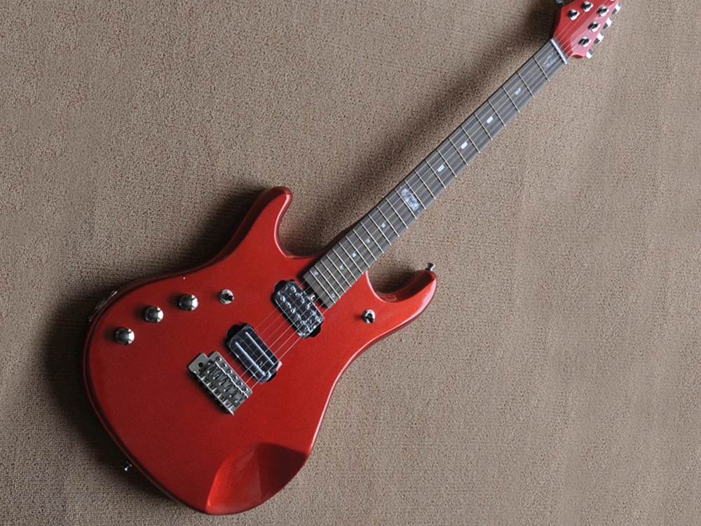 Left Hand Metal Red Electric Guitar with Rosewood Fretboard,24 Frets