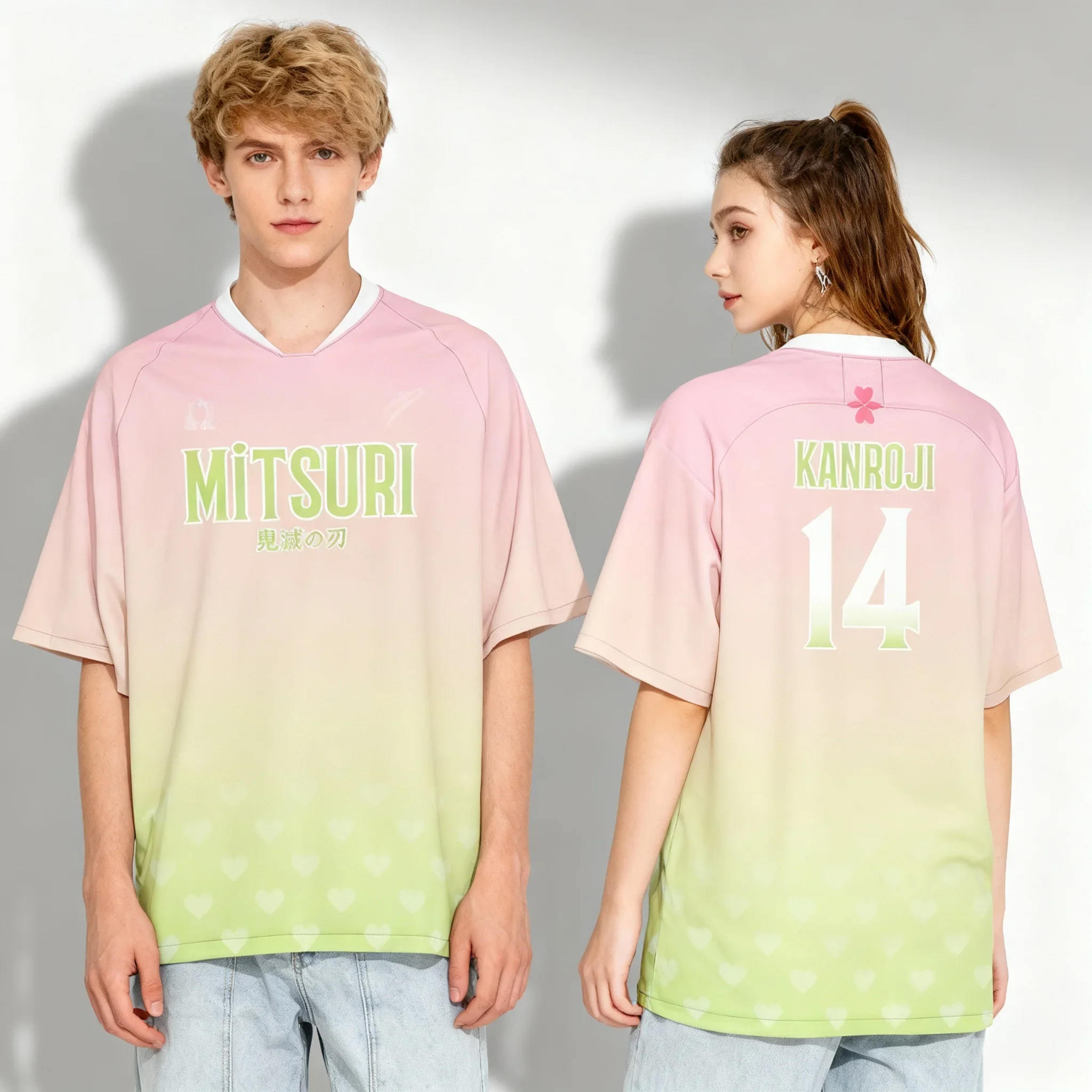 Bandai Demon Slayer Series Jersey Sweet and Cool American Street Summer T-shirt Oversized Men's and Women's Adult Top New Style