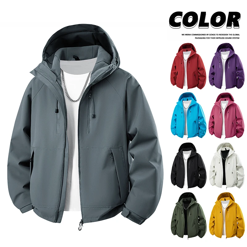 

Hiking Jackets Waterproof Windbreaker Men Outdoor Fishing Cycling Coats Women Climbing Windproof Jackets Camping Hooded Coat 4XL