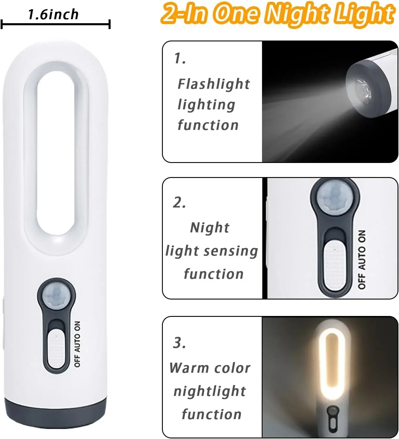 

2-in-1 motion sensor night light Rechargeable portable Lamp cabinet kitchen bedroom bathroom toilet camping Christmas