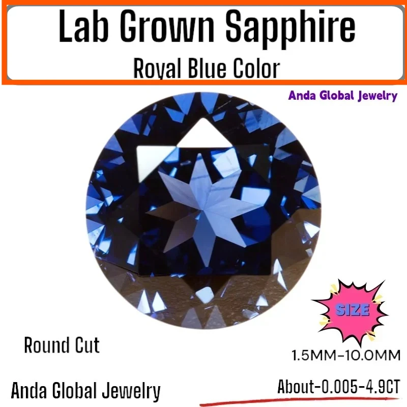 

S-F-Lab Grown Sapphire Royal Blue Color Round Cut AAA+Clarity for Jewelry Setting&Custom Design Selectable Certificate