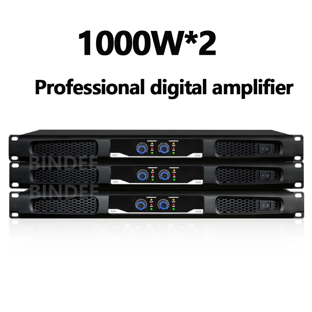 1U 2-channel professional digital high power amplifier for stage performance karaoke party church home or outdoor event 1000W