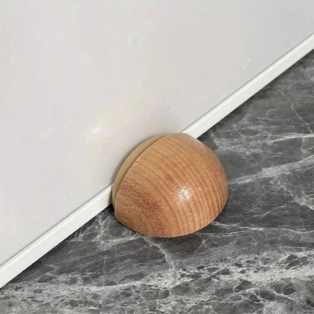 New Solid Wooden Door Stopper Reduce Noise Nail-free Door Blocking Device Anti Collision Wall Protectors Doorstop