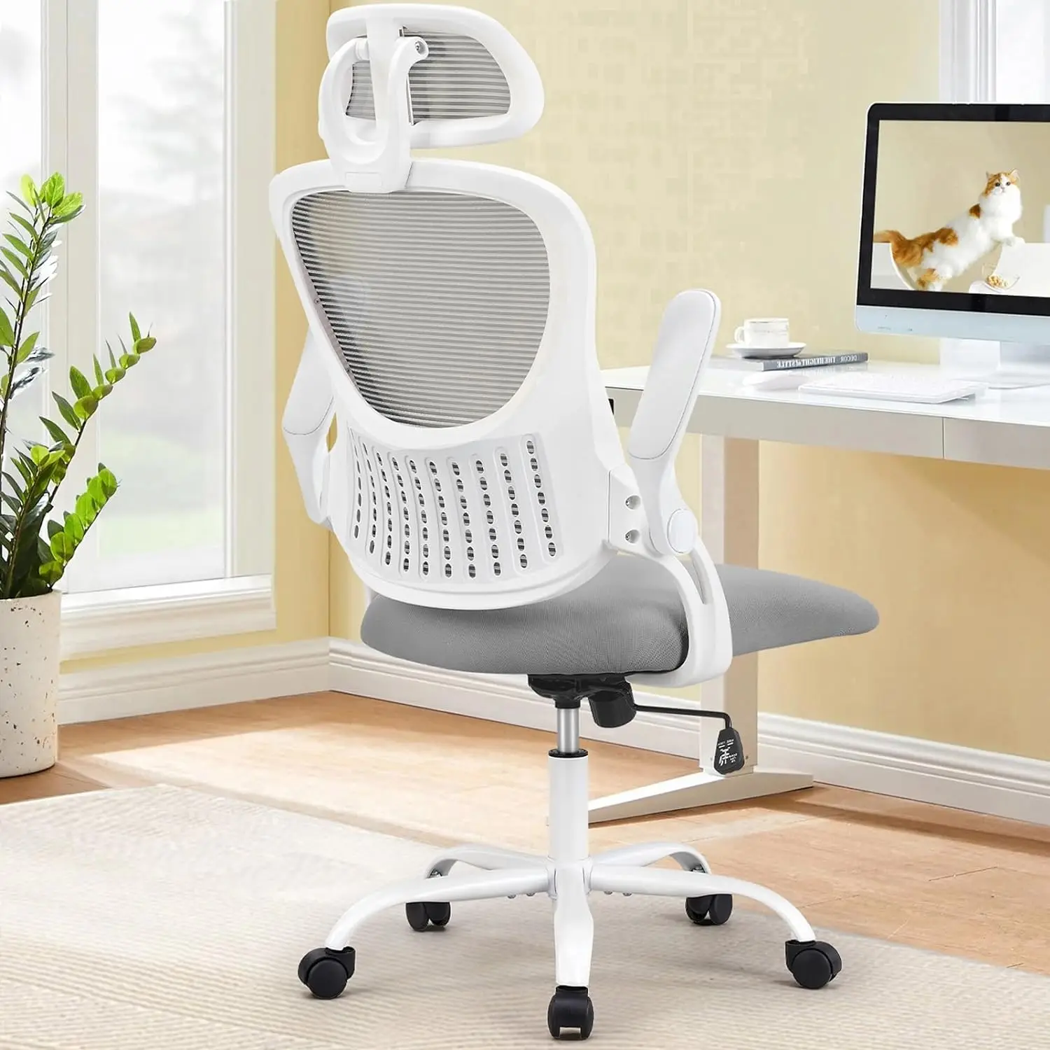 Office Computer Desk Chair, Ergonomic High Back Mesh Task Chair with Wheels, Adjustable Headrest, Comfortable Office and Living