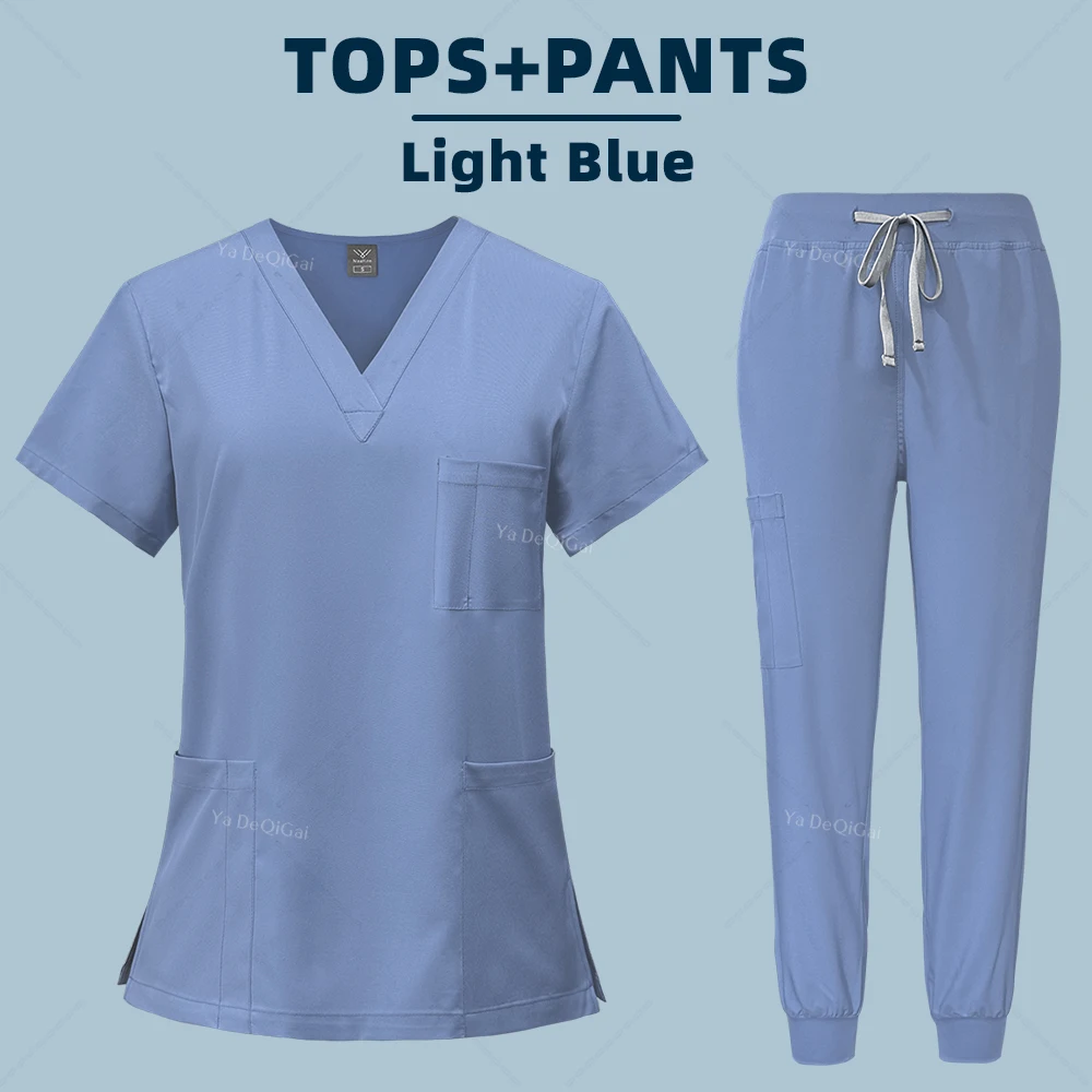 Mint Green Scrubs Medical Uniform Unisex Operating Room Nursing Set Doctor Nurse Workwear Surgical Gown Lab Beauty Top Pants