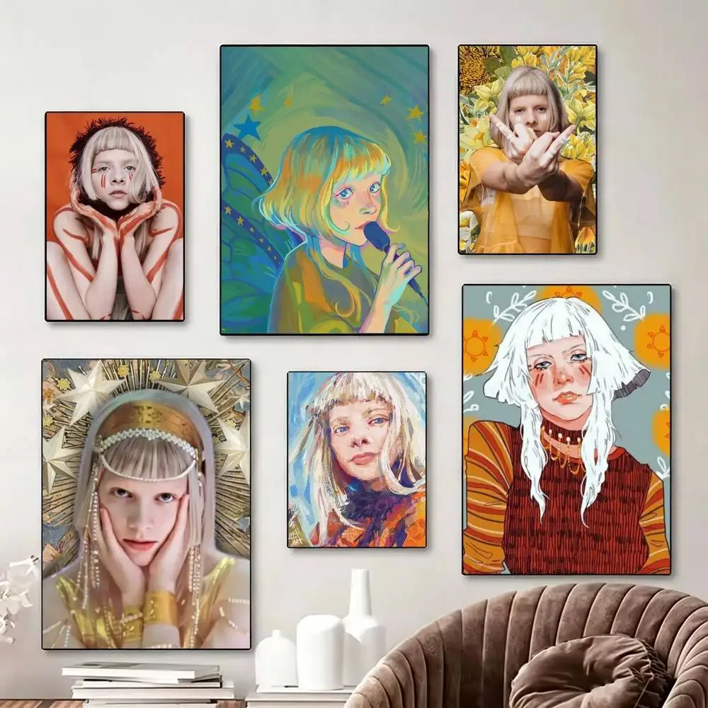 

Aurora Aksnes Singer Poster Perfect Space Sticker Self Adhesive for Office Home Theater Wall Art Decor Fancy Gift