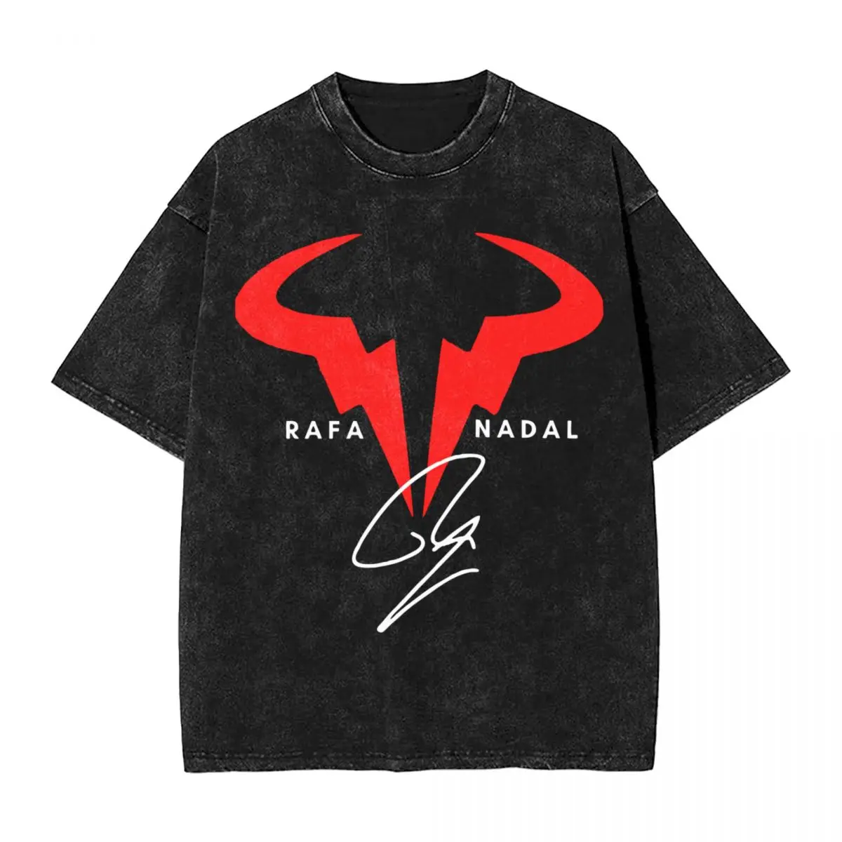 Washed T Shirt Rafael Nadal Symbol Hip Hop T-Shirts High Street Tennis Player Streetwear Cotton Summer Tops Tops Tees Men Women