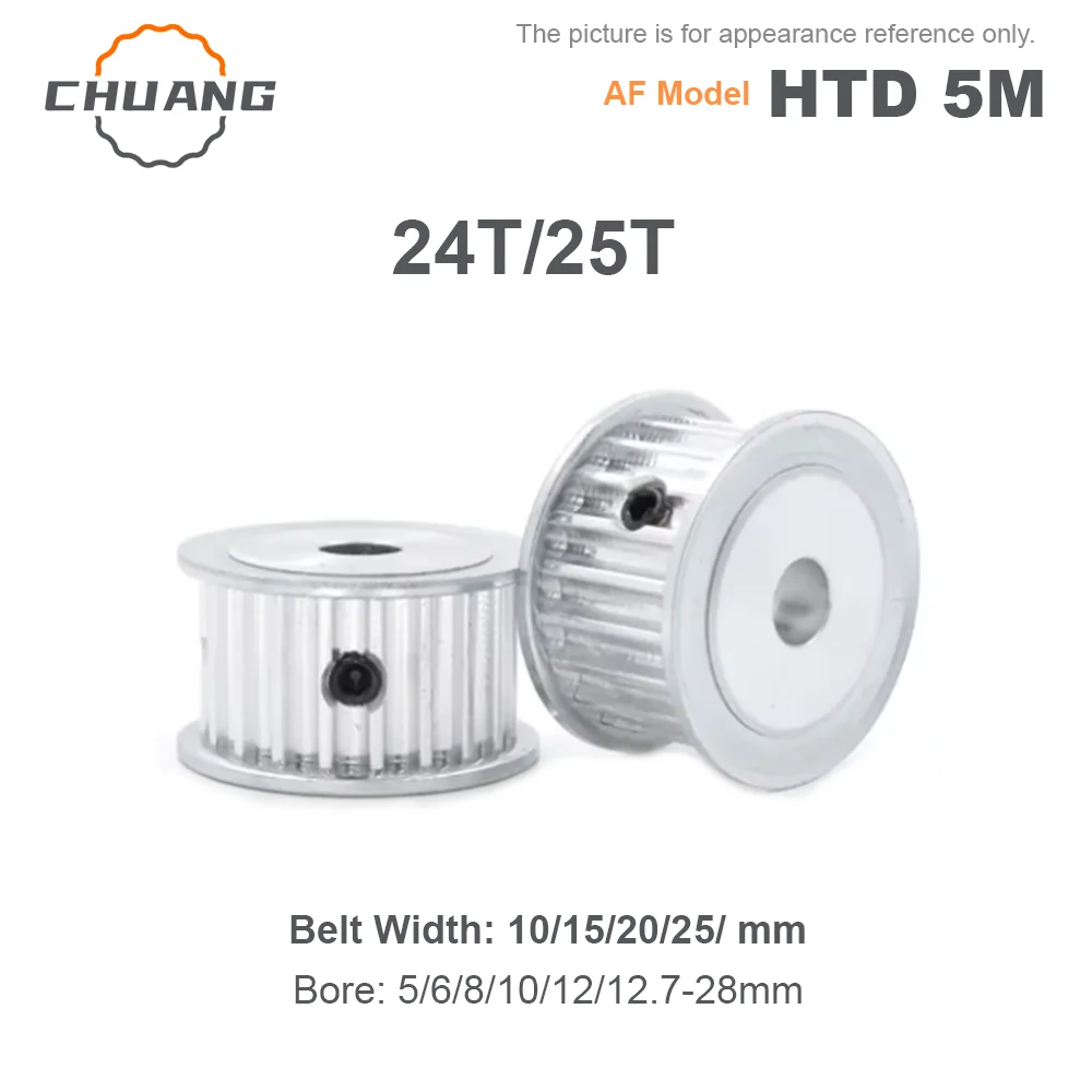 

HTD5M 24T 25T Timing Pulley AF Type Keyway Bore circular hole 5/6/6.35~28mm For HTD 5M Timing Belt Width 10/15/20/25mm 5GT