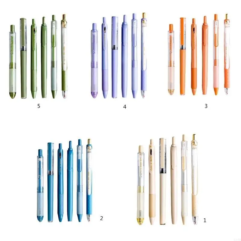 

6PCS Student Writing Pen Set with Retractable Gel Pen Rollerball Pen Retractable Marker for Writing Drawing
