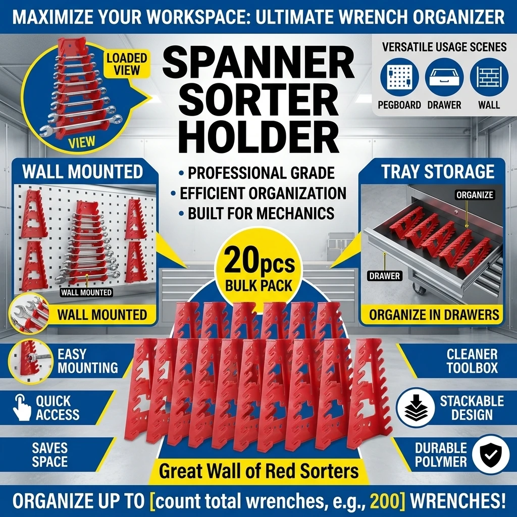 1/2/3/5/10/20PCS Spanner Sorter Holder Wall Mounted Tray Rack Storage Organizer Tool Organizer Rail Bracket Wrench Organizer