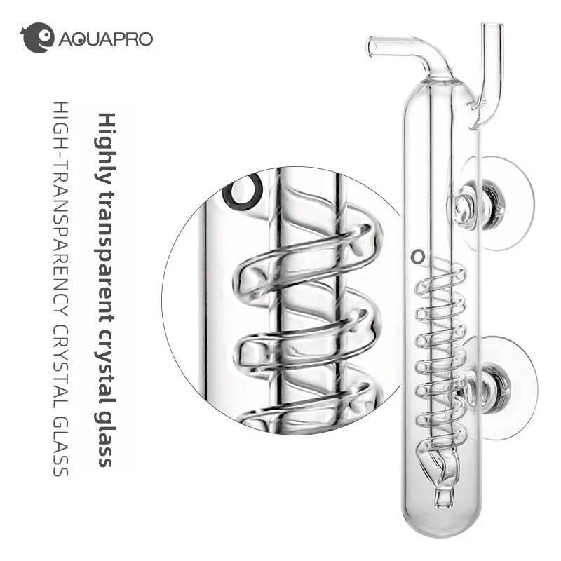 

AQUAPRO Crystal Glass CO2 Bubble Counter &Spiral Design,High Visibility Check Valve for Planted Aquarium,CO2 System Accessory