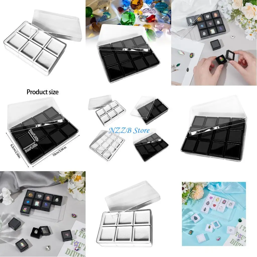 

T21F Acrylic Storage Container Clear Acrylic Tray With Sponge Cushion Secure Jewelry Presentation Case for Stones Beads
