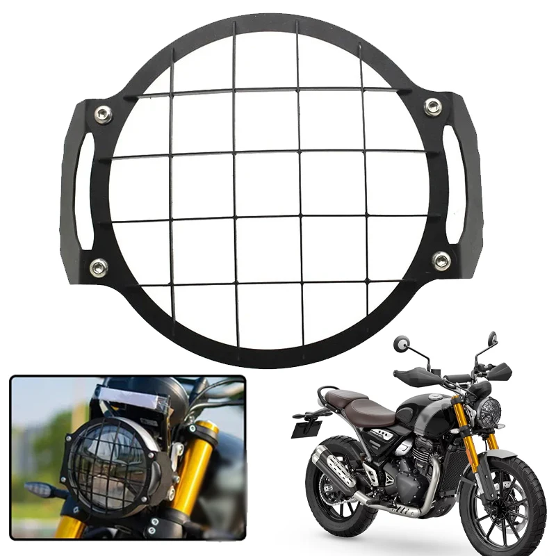 Speed400 Scrambler400X Metals Protective Covers Retro Headlight Guard Headlight Grill Fit For Speed 400 Scrambler 400X 2024-