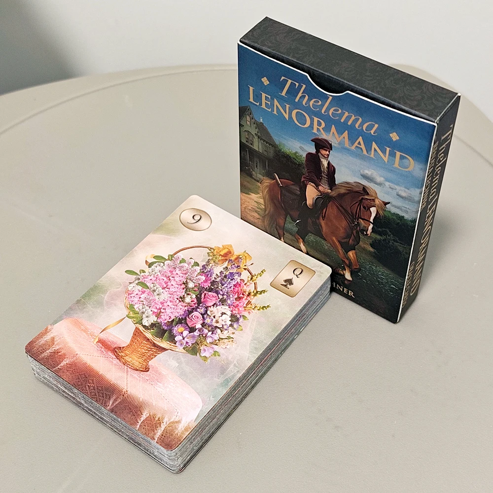 Колода карт Thelema Lenormand Oracle, 9*6 см, 36 эзотерических карт для гадания, для ежедневного наставления, с двойным тиснением, из картона.