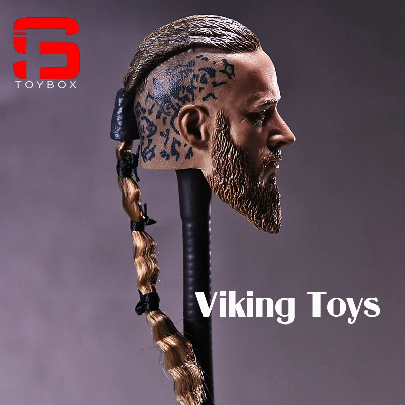 Auf Lager 1/6 Viking männliche Kopfskulptur mit Zopf Viking Militär antikes Thema Kopfschnitzmodell für 12" Actionfigur Körper