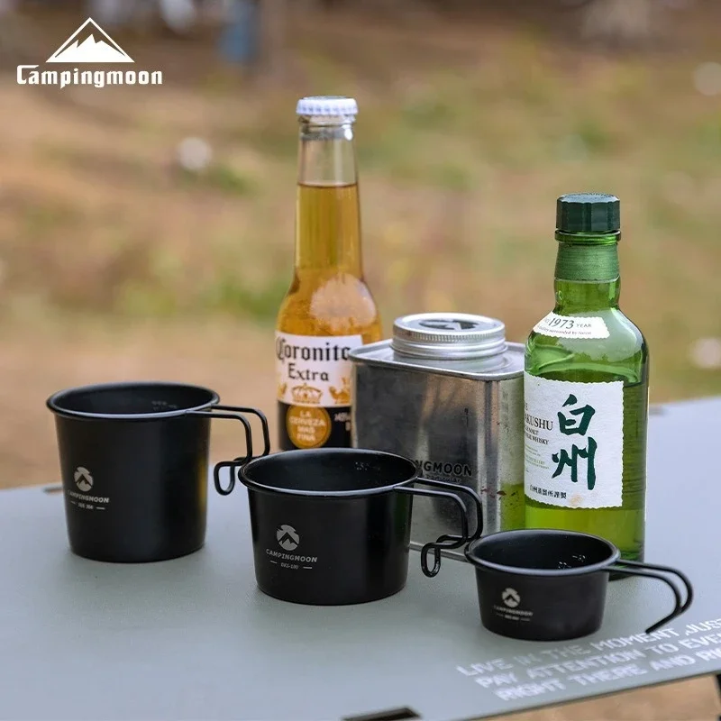 BKS190 كوب تخييم من الفولاذ المقاوم للصدأ مطلي بالتيتانيوم الأسود كوب بيرة الثلج لا كوب ماء للشرب متداخل للتخزين وسهل الحمل #2