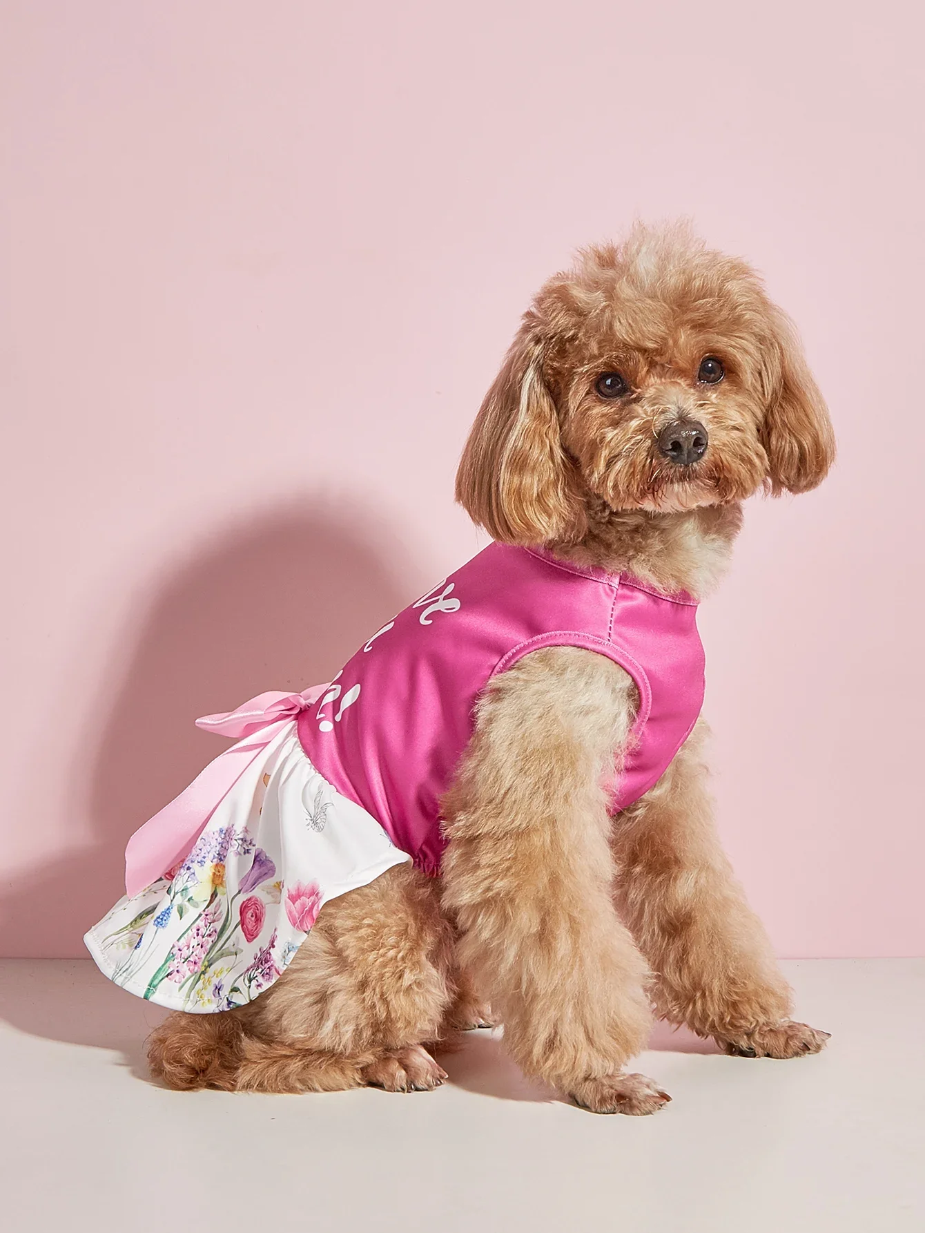 Dog Dress Girl Dog Sleeveless  Clothes Floral Pet Apparel Pink Bowknot Cat Clothing Puppy Dresses Doggy Costume Mothers' Day