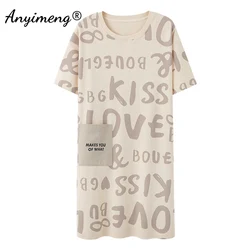 Summer Short Sleeves Sleepshirt Casual Nightdress Plus Size Milk Silk Women Nightgowns L-5XL Cartoon Sleepwear Woman Lingerie