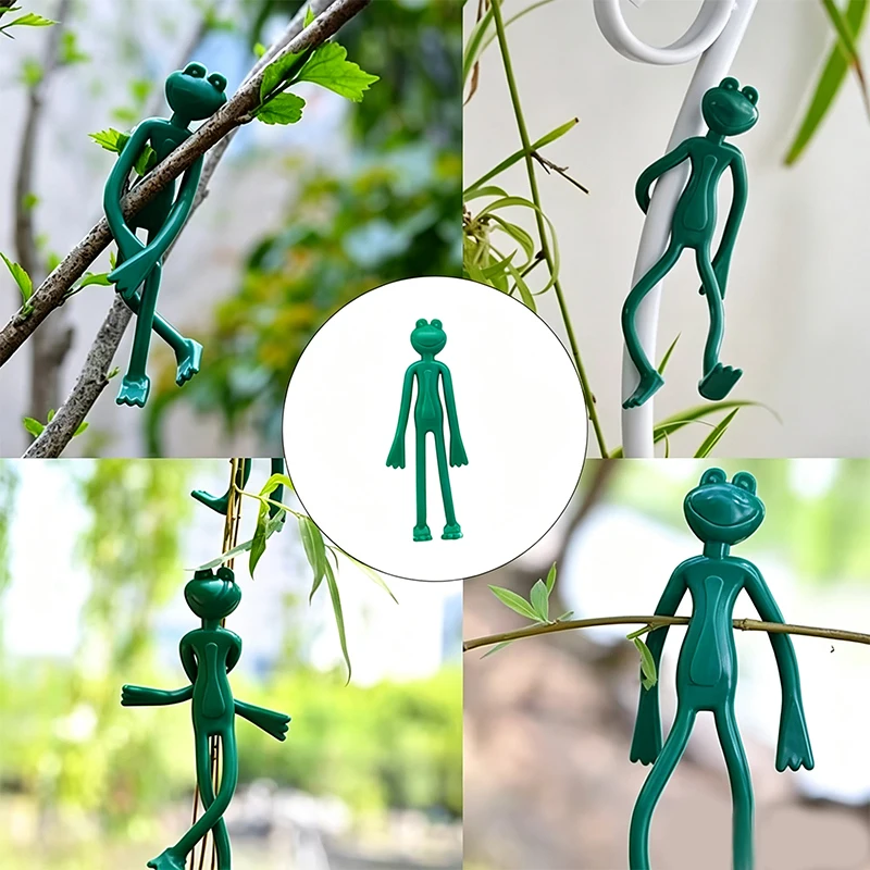 Set of 2 Frog Plant Stakes, Plastic-Coated Wire Plant Supports, Suitable for Climbing Plants, Cute And Sturdy Pot Stakes, Frog