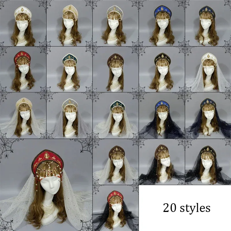 القرون الوسطى الملكي تيودور تاج لوليتا القوطية KC عقال للرأس على شكل تاج اليدوية عصر النهضة رائع سلسلة من الخرز الشعر مجوهرات تأثيري قبعة