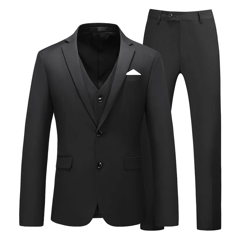 2026 New Men\'s Green Suit 3-Pieces (Jacket+Pants+Vest)Black Gray Red Terno Masculino Fashion Slim Costume Homme Asian Size M-6XL