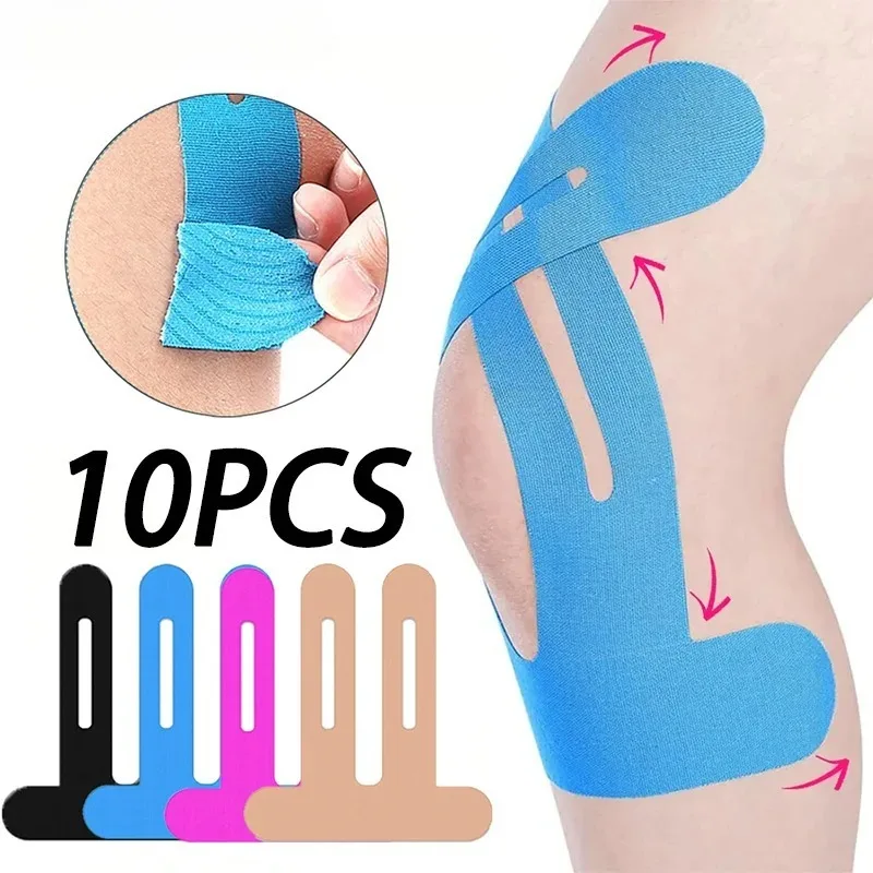 Knee Tape Elastic Adjustable Kinesiology Tape 10Pcs Pre-cut Knee Kinesiology Tape For Running Hiking Riding For Muscles