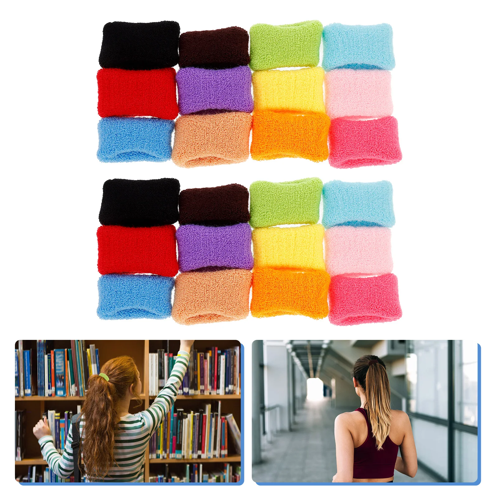 

24pcs Hair Ties Headbands Flexible Sweatbands Yoga Running Exercise Accessories Candy Colors No Seam Soft