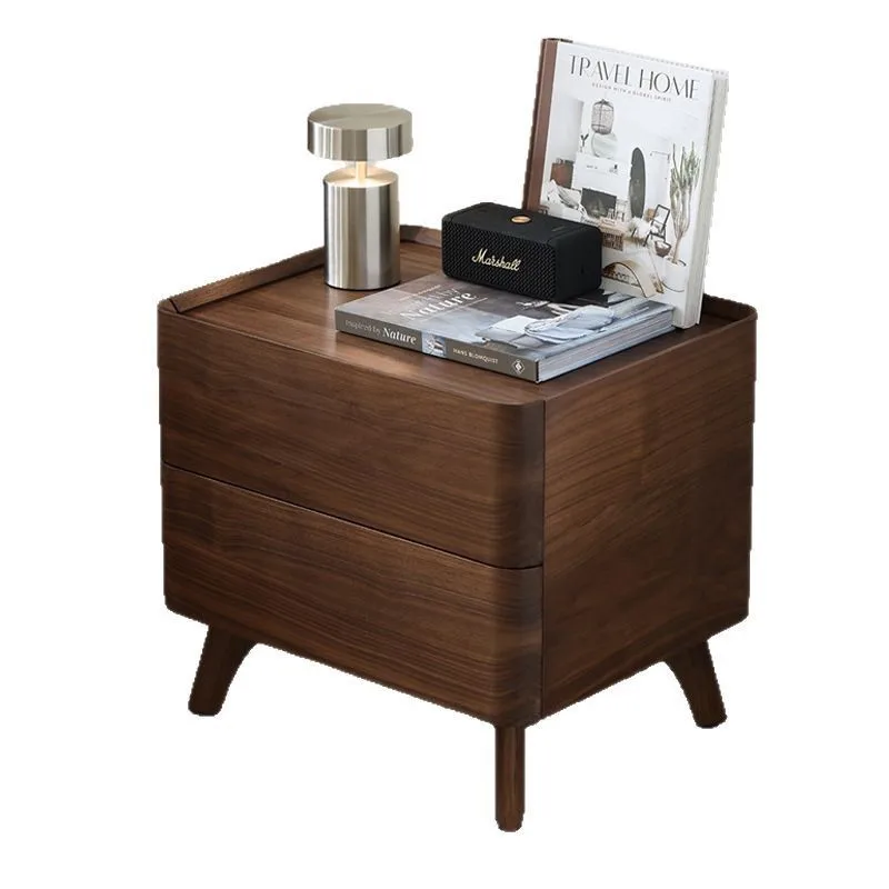 

North American black walnut solid wood bedside table household small apartment